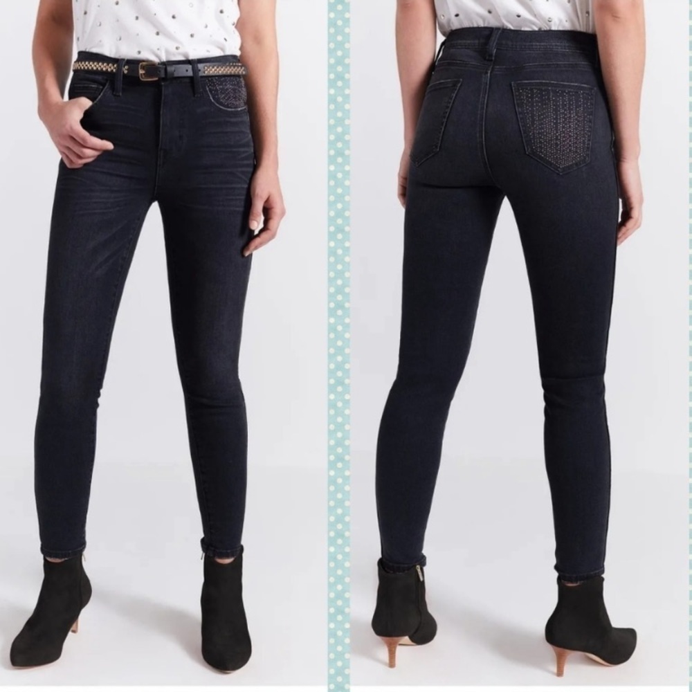 New Current Elliott The High Waist Stiletto Black Denim High Rise Skinny Jeans